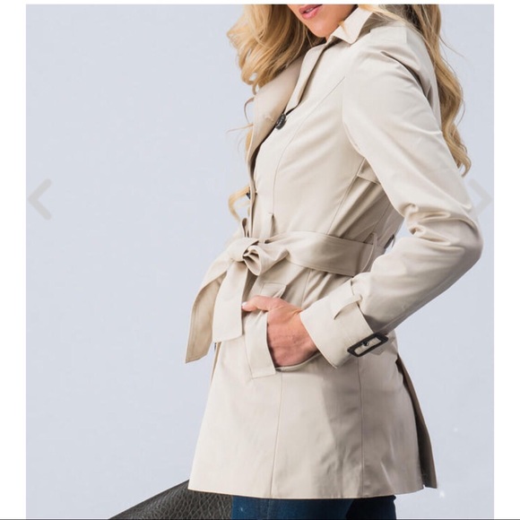 🆕 TRENCH COAT Taupe New Double Breasted Classic - Picture 4 of 8